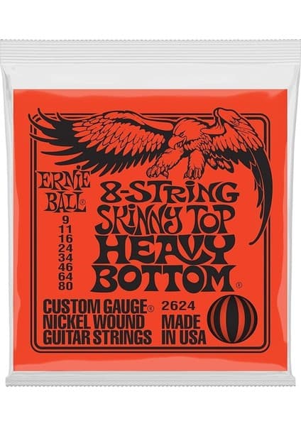 Ball Sıska Üst Ağır Alt Slinky 8-String Elektro Gitar Telleri, Ölçü