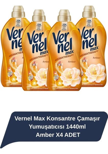 Vernel Max Konsantre Çamaşır Yumuşatıcısı 1440ml Amber X4