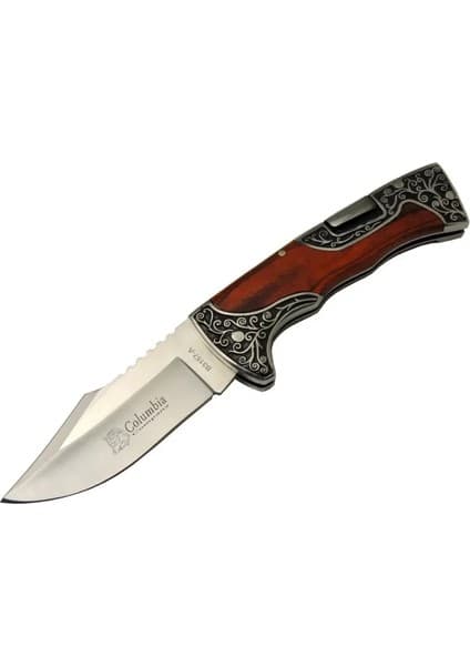 Çerçici Columbia B3157A Işlemeli Kamp Çakı 22 cm - Gül Ağacı