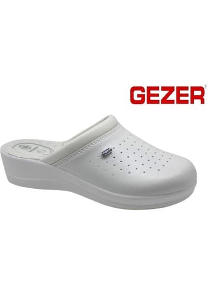 Gezer 4768 Beyaz 4 Nokta Hastane/iş Sabo Terlik Erkek Suni Deri Günlük Kullanım İçin