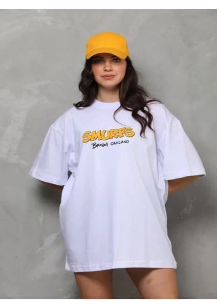 Efnaz Style Unisex Bisiklet Yaka Baskılı Oversize T-Shirt -