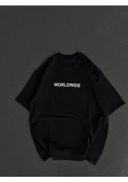 Efnaz Style Unisex Bisiklet Yaka Baskılı Oversize T-Shirt -