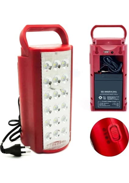 24 Büyük Ledli 80 Saat Yanan Powerbank Özellikli Akülü LED Işıldak ( Lisinya