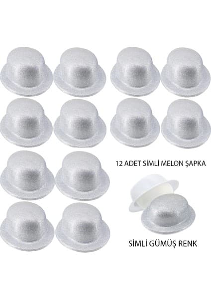 Mey Ithalat® Gümüş Renk Simli Melon Yuvarlak Parti Şapkası Fiyatı