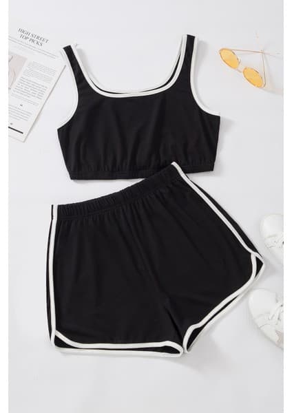 Kadın Siyah Askılı Crop Top ve Şortlu Gecelik Takım Mariposa Fiyatı
