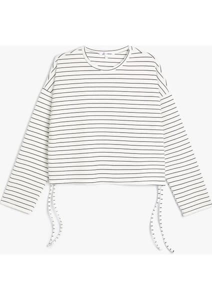 Koton Crop Sweatshirt Yanları Bağlama Detaylı Bisiklet Yaka Rahat
