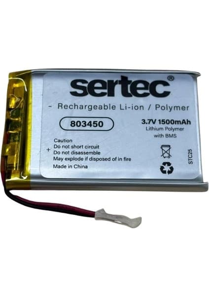 MegaSepet Sertec 803450 3.7V 1500MAH Li-Polymer Pil Fiyatı