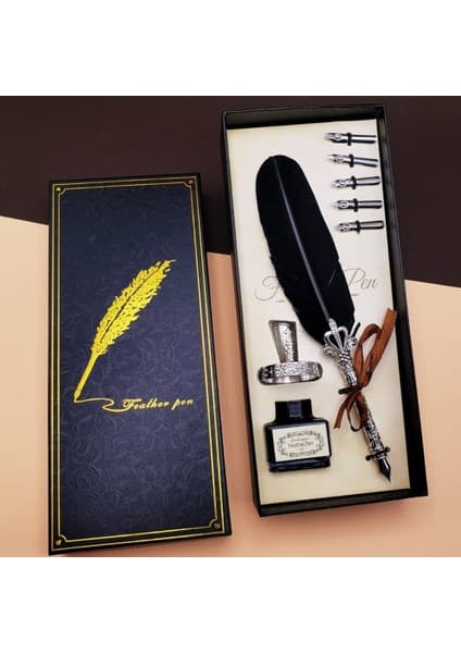 Keyfim Shop Kişiye Özel Divit Kalem Seti - Retro Tüylü Kalem