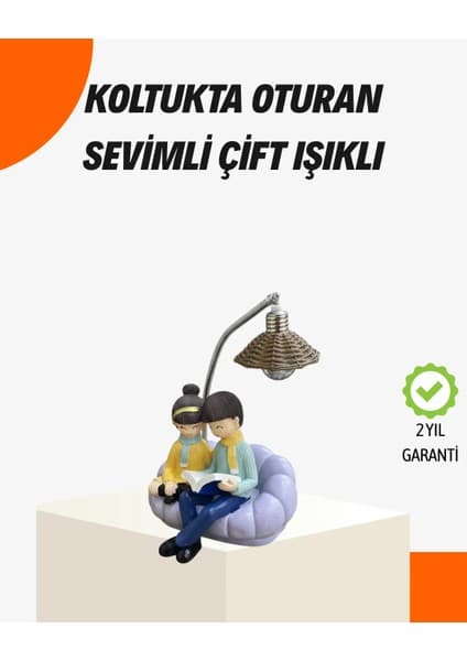 Sevgiliye Özel Çift Figürlü LED Masa Lambası Okuyan Çift Fiyatı
