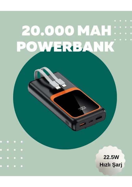 Dijital Ekranlı 20.000 Mah Powerbank | 22.5W Hızlı Şarj + Çoklu Bağlantı