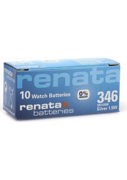 Renata 346 SR712SW 1.55V Alkalin Saat Pili 10 Adet