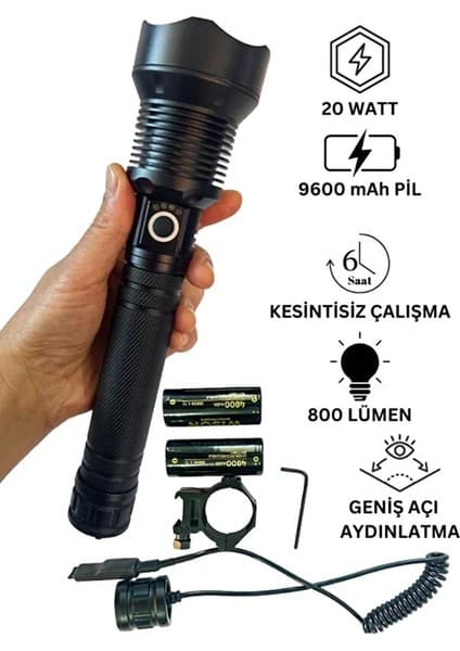 Enco Store Wison WS-5412 Tüfek Feneri, Geniş Açı Avcı El Feneri 20 Watt