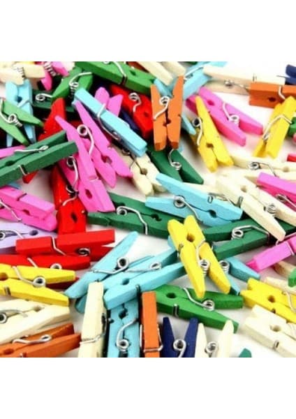 Mudanis 50'li Renkli Ahşap Mandal 3.5cm (12'li PAKET-600
