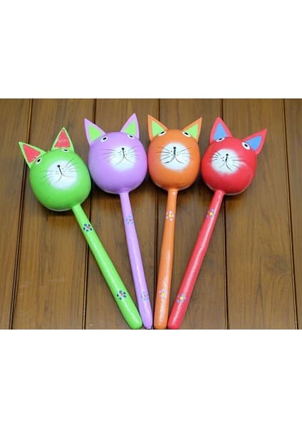 Mudanis Ahşap Kedi Marakas Tekli