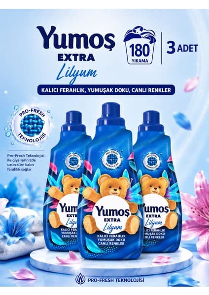 Yumoş Çamaşır Yumuşatıcı Exstra Konsantre Lilyum 1440 ml x 3 Adet 180
