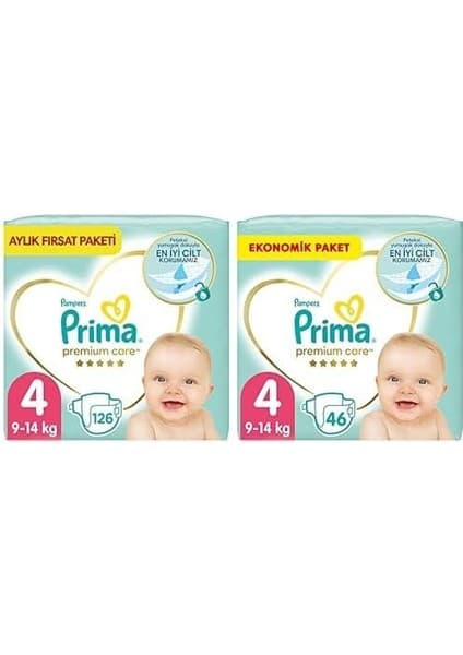 Bebek Bezi Premium Care 4 Beden 126 Adet Maxi Aylık Fırsat Paketi & Bebek Bezi Premium Care 4 Beden