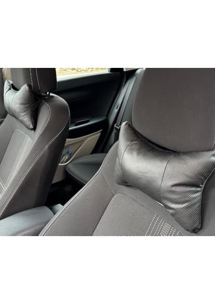 Ortopedik Araç Boyun Yastığı 2'li Set – Siyah Oto Koltuk Başlığı Destek Minderi, Ergonomik Araba