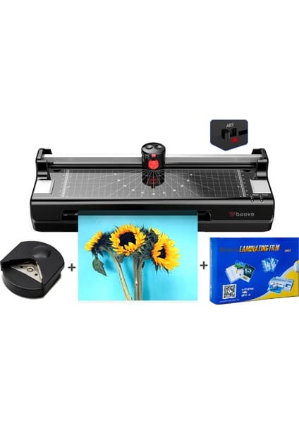 Baove OCW380 A3 Laminasyon Makinesi ve Kağıt Kesme Makinesi 365W Beyaz Renk ile 10 PVC