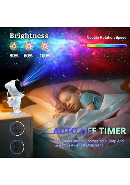 Prime Comb Yıldızlı Gökyüzü Gece Lambası, Projektör, Astronot Projektör Lamba, Odayı Dekore Etmek,