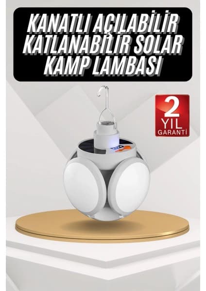Astraltech Kamp Lambası Güneş Enerjili Solar 5 Kanatlı Katlanır Lamba