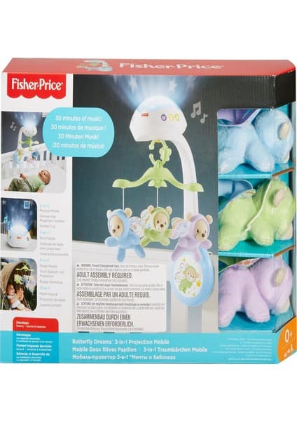 Fisher-Price Kelebekli Rüyalar Dönence 3-in-1 Gece Lambası Fonksiyonu ile Bebekler için