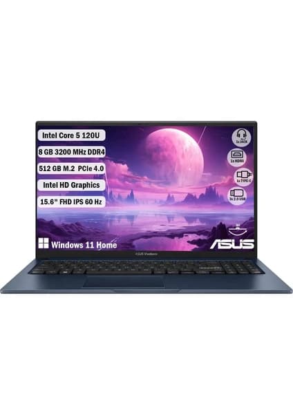 Asus VIVOBOOK15 X1504VA-BQ3970W Intel Core 5 120ULTRA 8 GB 512GB SSD 15.6'' Fhd Windows 11 Home