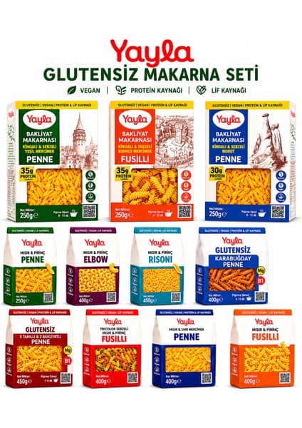 Yayla Glutensiz Makarna Dev Karma Set – 11’li Lezzet Şöleni Vegan &