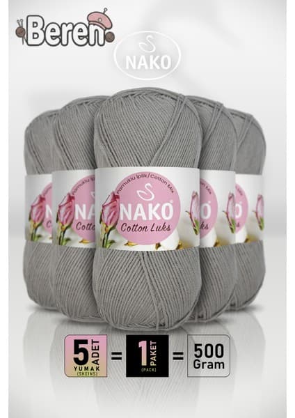 Nako Cotton Lüks - 97600 Kırmızı - 5'li Paket - 100GR/330M - Pamuklu Hırka Yelek Amigurumi