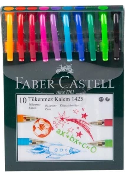 Faber-Castell Tükenmez Kalem Seti, 10 Adet, 0.7 mm Uç, Yumuşak Yazım, Ergonomik Tutuş,
