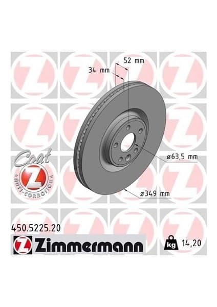 Zimmermann Fren Dıskı On 18 Inc Dıscovery Sport L550 14> Range Rover Evoque L538 11>19 Jaguar