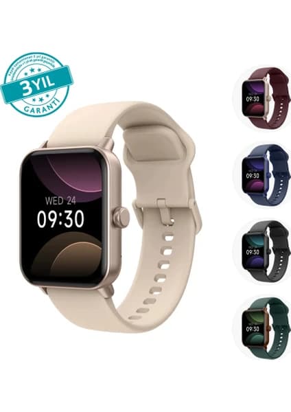 ttec Tempus 44 mm, Dikdörtgen Kasa, İOS ve Android Uyumlu, 22mm Değiştirilebilir Kordonlu, Akıllı Saat Roze Altın 2S13WV3