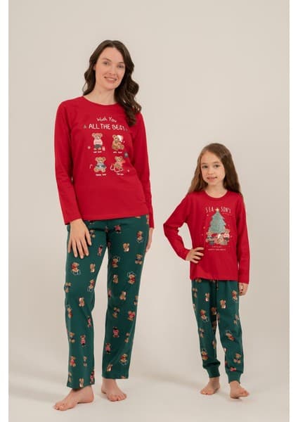 Rolypoly Anne Kız Wish You All The Best Kırmızı Uzun Kol Pijama Takım RP3918-A-V1