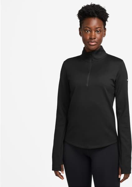 Nike One Kadın Siyah Spor Sweatshirt Termal Yarım Fermuarlı Üst |