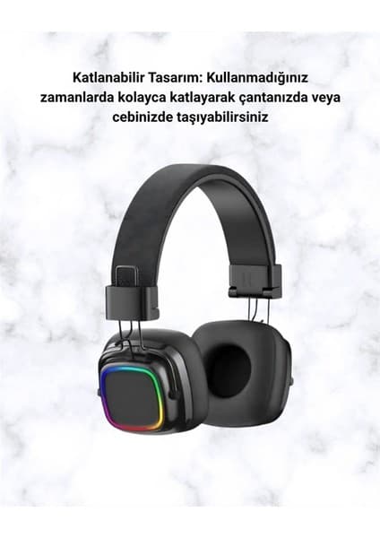 Epilons Rgb Işıklı Katlanabilir Bluetooth 5.3 Kulak Üstü