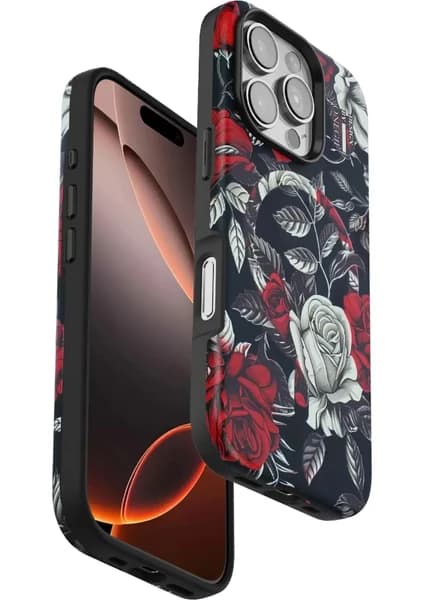 Karahanbey Iphone 16 Flower Series Magsafe Kapak - Siyah