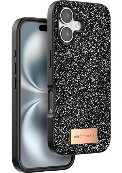 Karahanbey Iphone 16 Bright Simli Kapak - Siyah