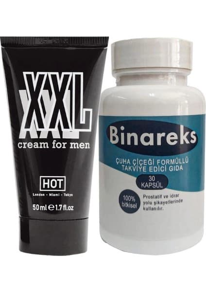Bezos Hotxxl 50 ml Erkeğe Özel Uzun Kalın Boyutlandırıcı Krem + Yanında 1 Kutu Erkeğe 30LU Binareks