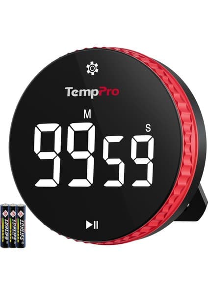 Temppro TM04 99 Saat Kapasiteli Çevirmeli Dijital Mutfak ve Ders Zamanlayıcısı, Geniş LED Ekranlı
