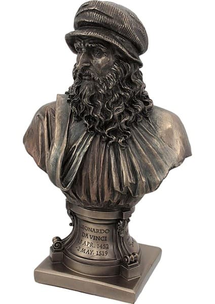 Leonardo Da Vinci Bronz Finish Göğüs Heykel
