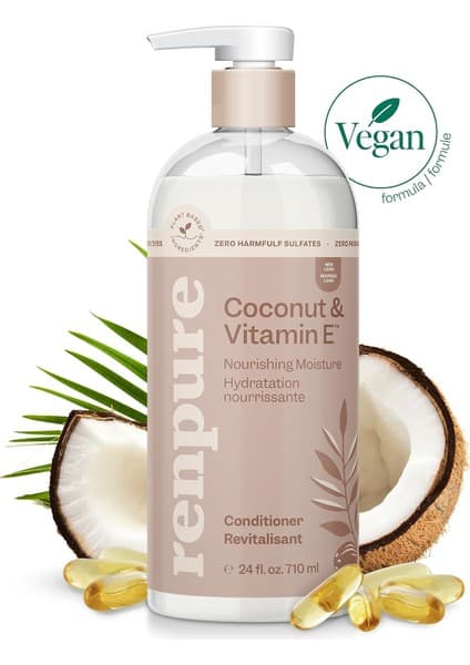 Bitki Bazlı Hindistan Cevizi ve E Vitamini Nemlendirir ve Yenileyici Saç Kremi - Kuru, Cansız