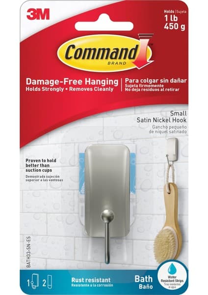 Command BATH33-SN-ES Banyo Kancaları, 1 Paket, Saten Nikel
