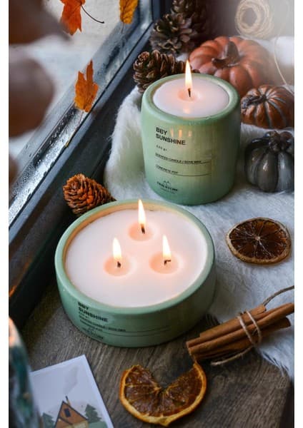 Ersustore 2'li Beton Saksı Içinde Lavanta Kokulu Soya Wax Mum Seti Dekoratif Hediyelik