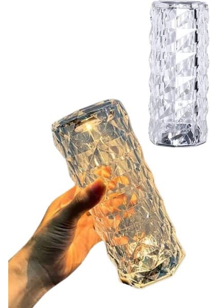 AyrStore Kristal Lamba Masa Lambası Şarjlı Masa Lambası Dokunmatik Sensör USB