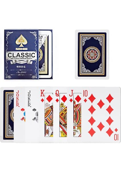 Mavi Pvc Plastik Su Geçirmez Iskambil Poker Oyun Kağıdı