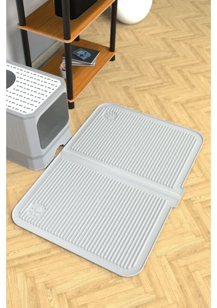 Ata Home Silikon Mama ve Kum Matı Havuzlu Yıkanabilir Kedi Tuvaleti Önü Kedi Kumu Paspası