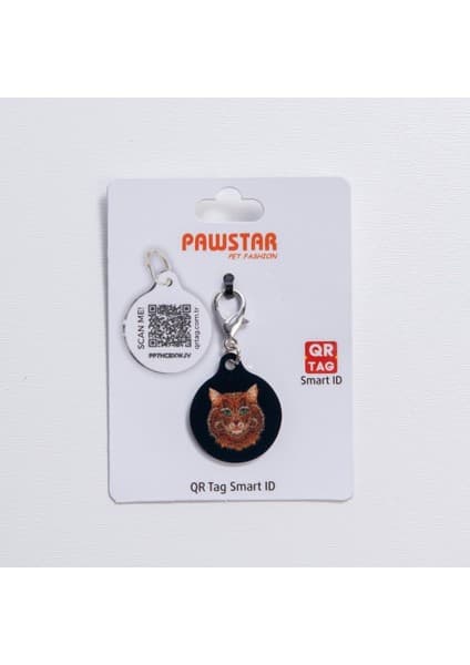 Pawstar Kahverengi Kedi Desenli Qr Tag Evcil Hayvan Künyesi Isimlik Pet Tag Köpek Künyesi Kedi