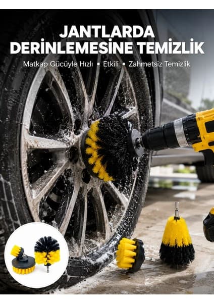 Teknoparkx Derinlemesine Temizlik Için Dayanıklı Kıllı Matkap Fırçası