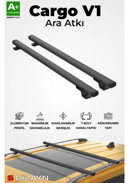 Drs Tuning S-Dizayn Kia Carens S-Bar Cargo V1 Ara Atkı Tavan Taşıyıcı Barı Siyah 120 cm 2002-2006