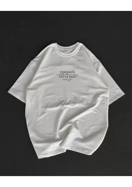 Aselia Global Unisex Bisiklet Yaka Baskılı Oversize T-Shirt