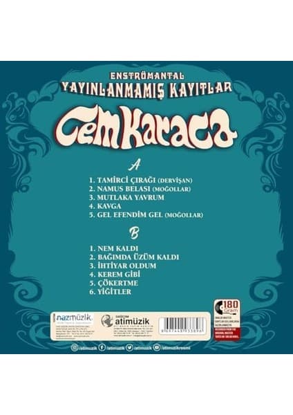 Cem Karaca Yayınlanmamış Kayıtlar Plak (Enstrümantal Plak)